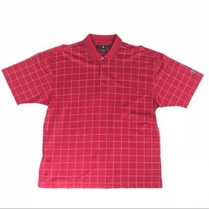 Nike Tiger Woods Golf Polo Shirt Red Plaid